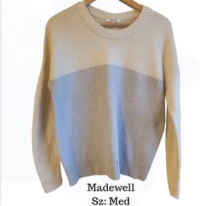 Madewell Greensboro Button-Back Sweater | Cream & Periwinkle | Size M